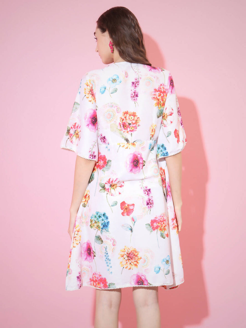 Myshka Women's Multi Floral Printed Empire Dress - Distacart