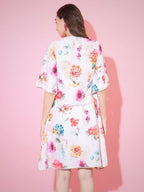 Myshka Women's Multi Floral Printed Empire Dress - Distacart
