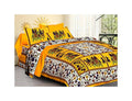 Vamika Printed Cotton Yellow Color Beautiful Bedsheet With Pillow Covers (LEOC_HTHY_Y)