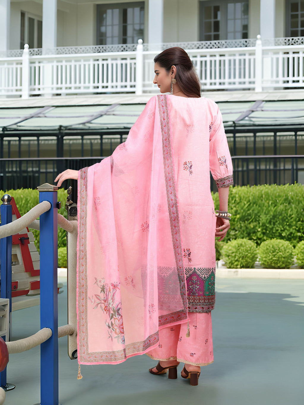 Joban Fashion Pink Position Digital Print With Position Foil Kurta Set - Distacart