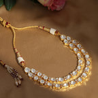 Double Layered Kundan and American Diamond Neckpiece (Gold) - Ruby Raang