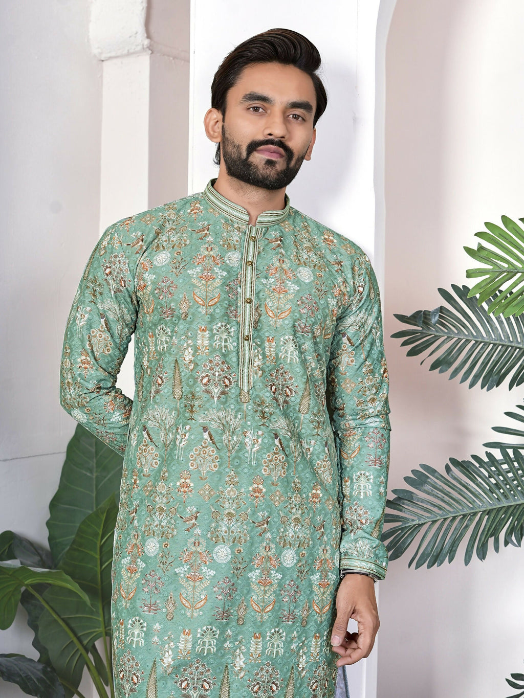 Anaita Green Digital Printed Work Cotton Straight Kurta