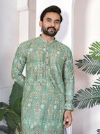Anaita Green Digital Printed Work Cotton Straight Kurta