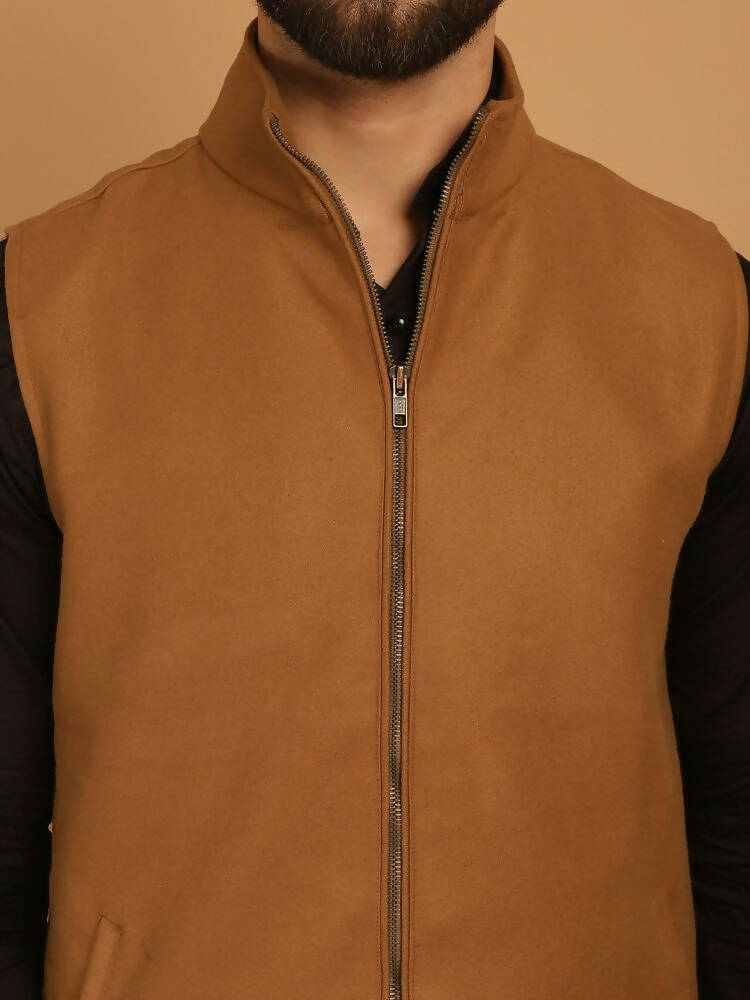 Even Apparels Pure Wool Nehru Jacket - Beige