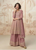 Anaita Peach Heavy Fox Georgette Stitched Suit with Sequence Work - Distacart