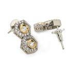 Duet Silver and Gold Earrings (Silver) - Ruby Raang - Distacart