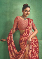 Joban Fashion Pinkdull Moss Brasso With Kasab Zari Border Saree & Tassels With Brasso Blouse - Distacart