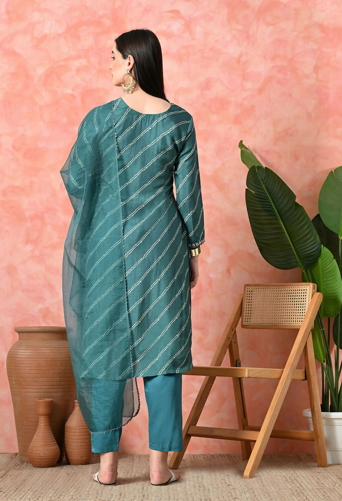 Joban Fashion Green Premium Pure Viscose Print Dola With Handwork Kurta Set