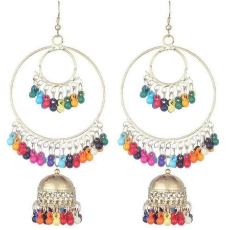 MS Fashion India Oxidized Silver Two Layered Hoop And Bali Earrings For Girls And Women