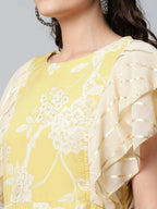 Ahalyaa Womens Lemon Yellow Crepe Floral Dress - Distacart