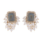 Nuyug 22K Gold Plated Labradorite Stone Contemporary Stud Earrings - Distacart