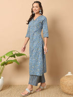 FIORRA Women's Wine Cotton Straight Kurta Set