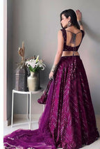 Jyoti Fashion Wine Thread Embroidery Faux Georgette Designer Lehenga Choli with Dupatta