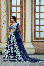 Jyoti Fashion Women's Navy Blue Kasturi Silk Georgette Rainbow Sequins with Dori Embroidered Designer Lehenga Choli Set