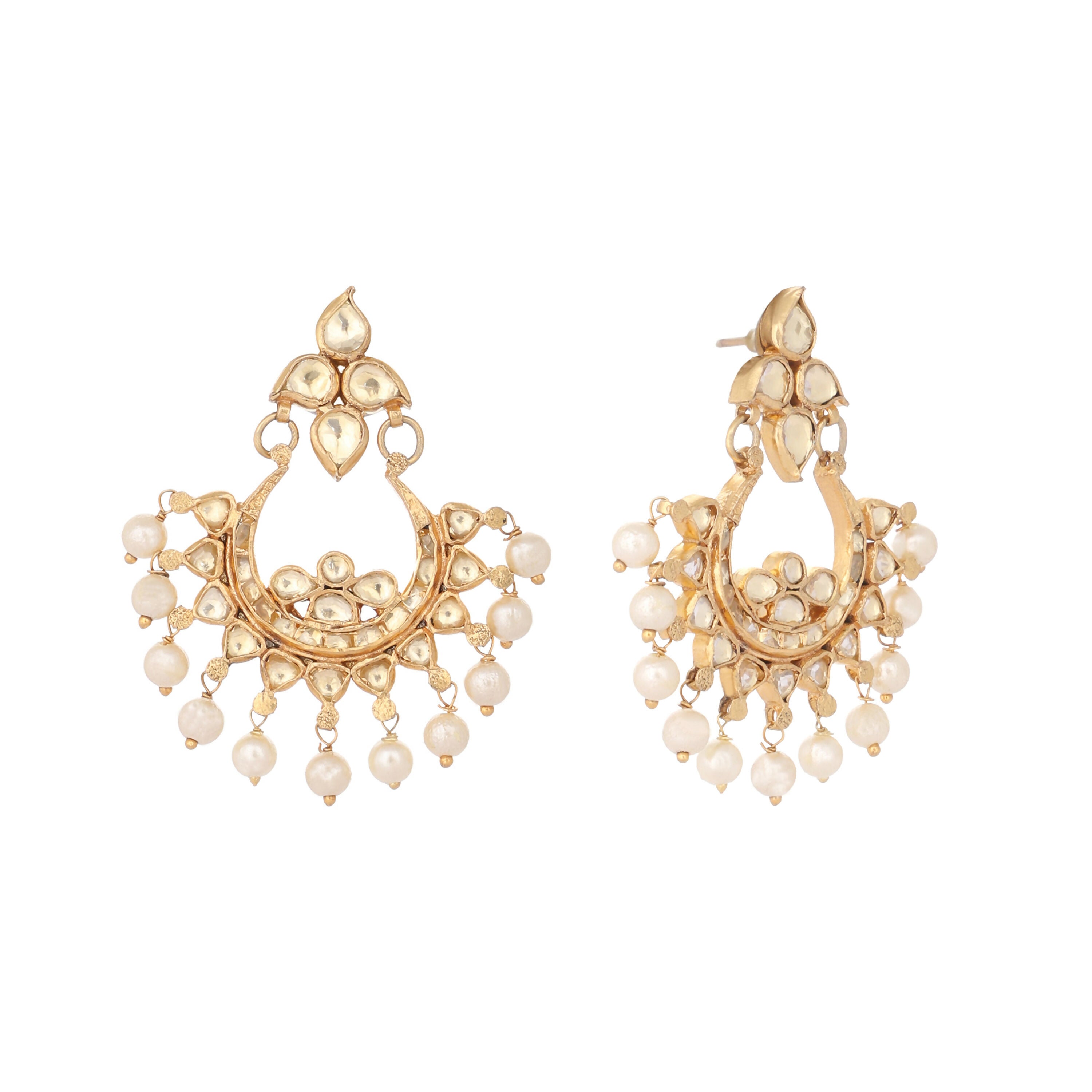 Nuyug 22K Gold Plated Kundan Chandbali Pearl Elegance Earrings - Distacart
