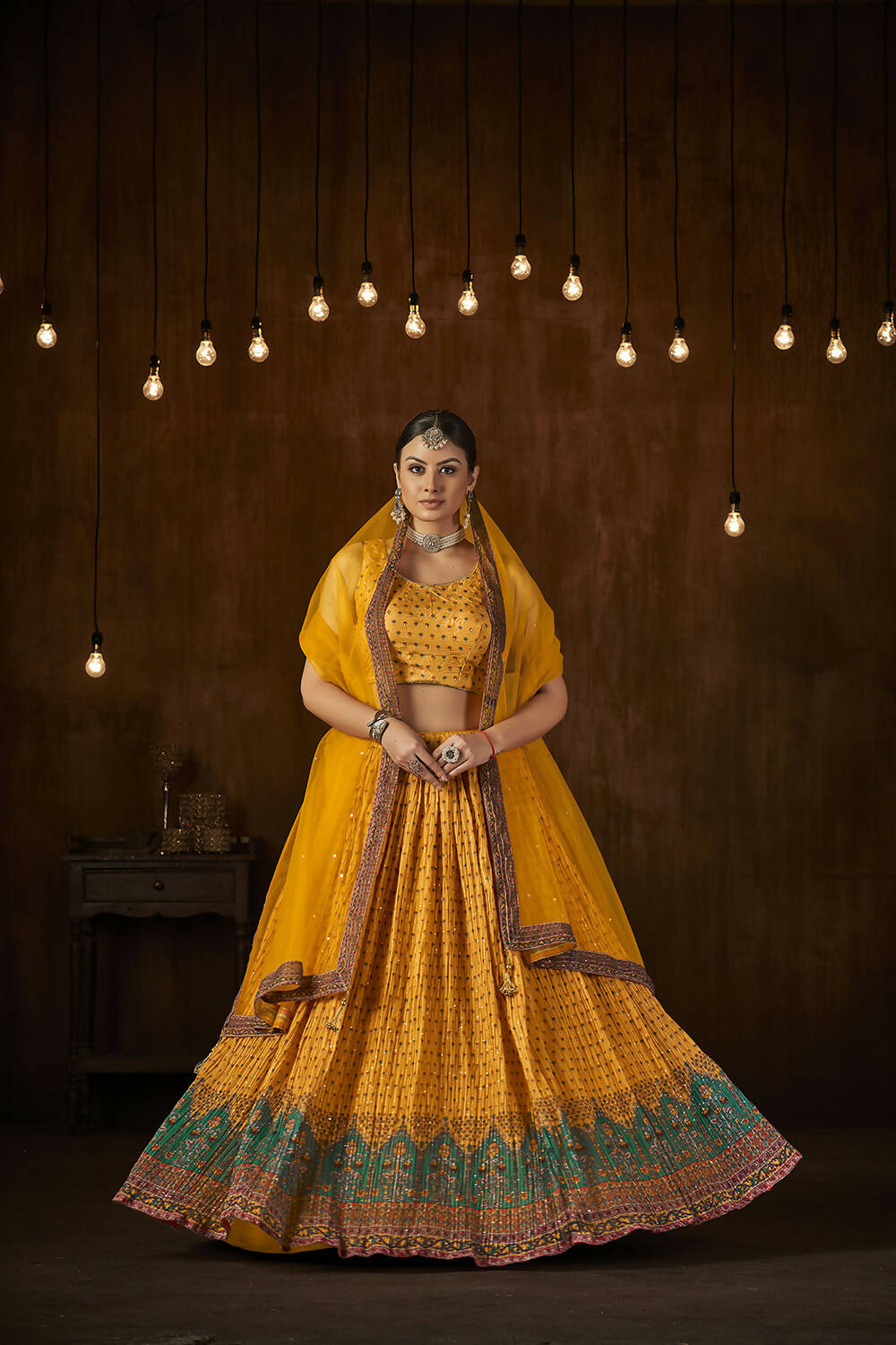 Wedding Designer Yellow Georgette Lahenga Choli - Anbazaar - Distacart