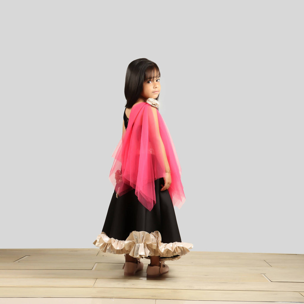 Pink Cow Fashions Black Ghagra Choli With Pink Dupatta