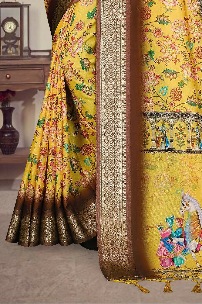 PR Fashion Multi Heavy Rich Cotton Silk Digital Print & Jacquard Saree