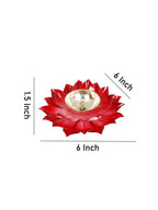 CraftVatika Red Lotus-Shaped Pooja Diya Oil Lamp - Distacart