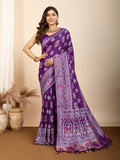 Purple Soft Silk Woven Meenakari Designer Saree - Vedanti