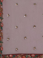House of Panchhi Burgundy Net Sequinse Work Lehenga & Blouse, Dupatta