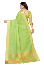Vamika Green Cotton Polyester Silk Weaving Saree - Distacart
