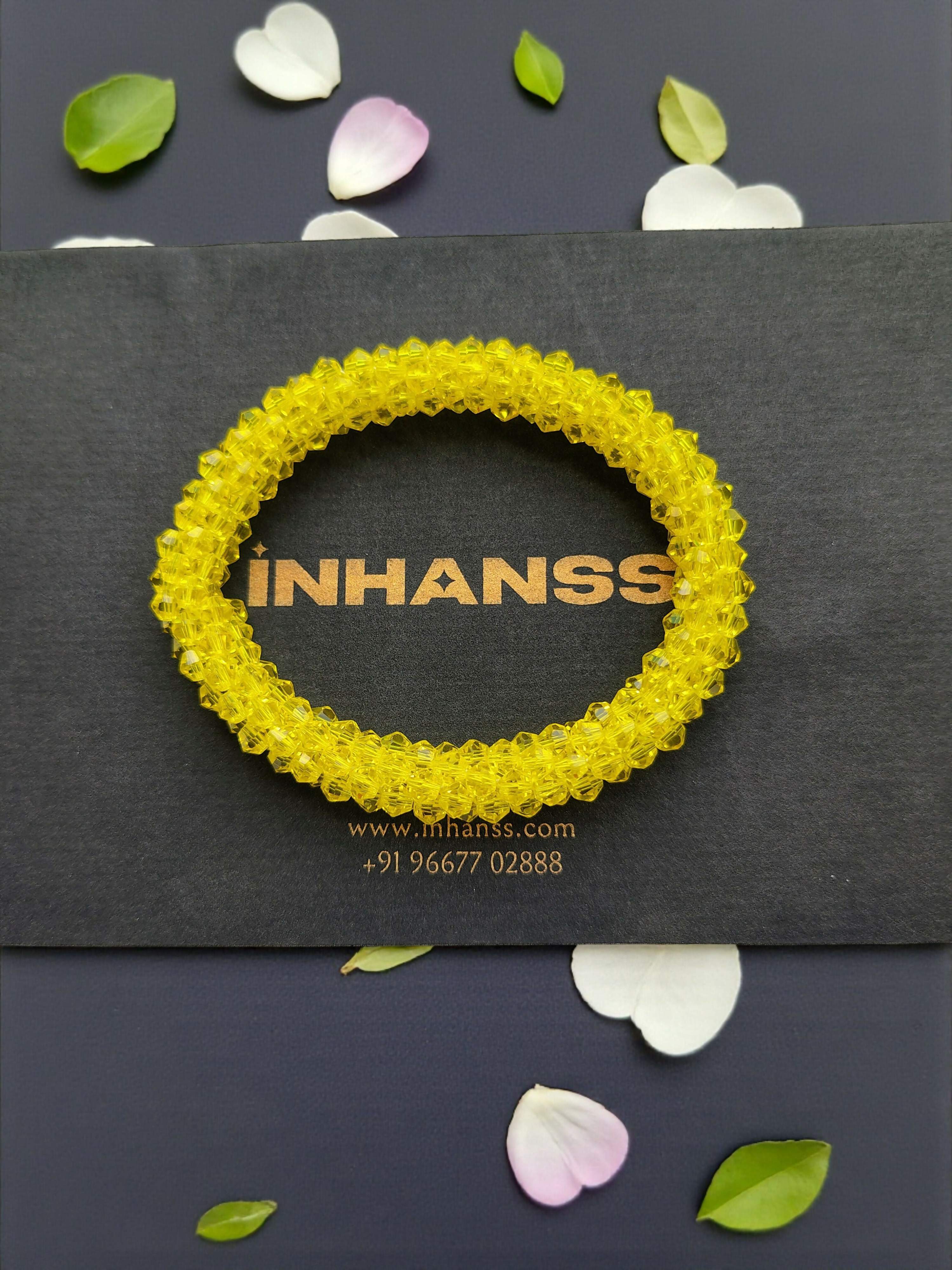 Inhanns Unisex Crystal Bloom – Adjustable Crystal Bead Bracelets - Lemon Yellow - Distacart