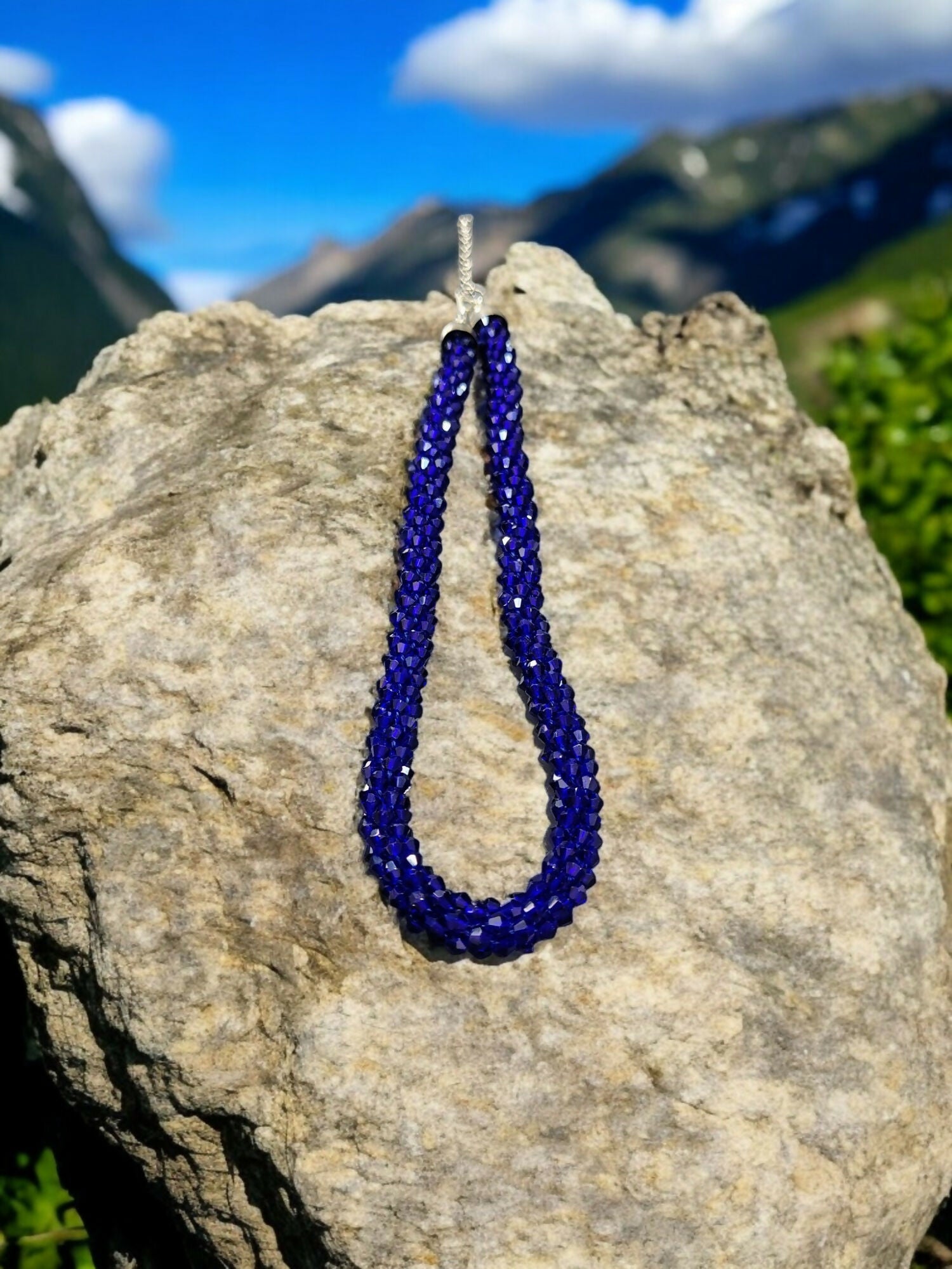 Inhanns Noor-E-Jalwa – Handmade Crystal Bead Necklace -Adjustable - Blue Only Necklace