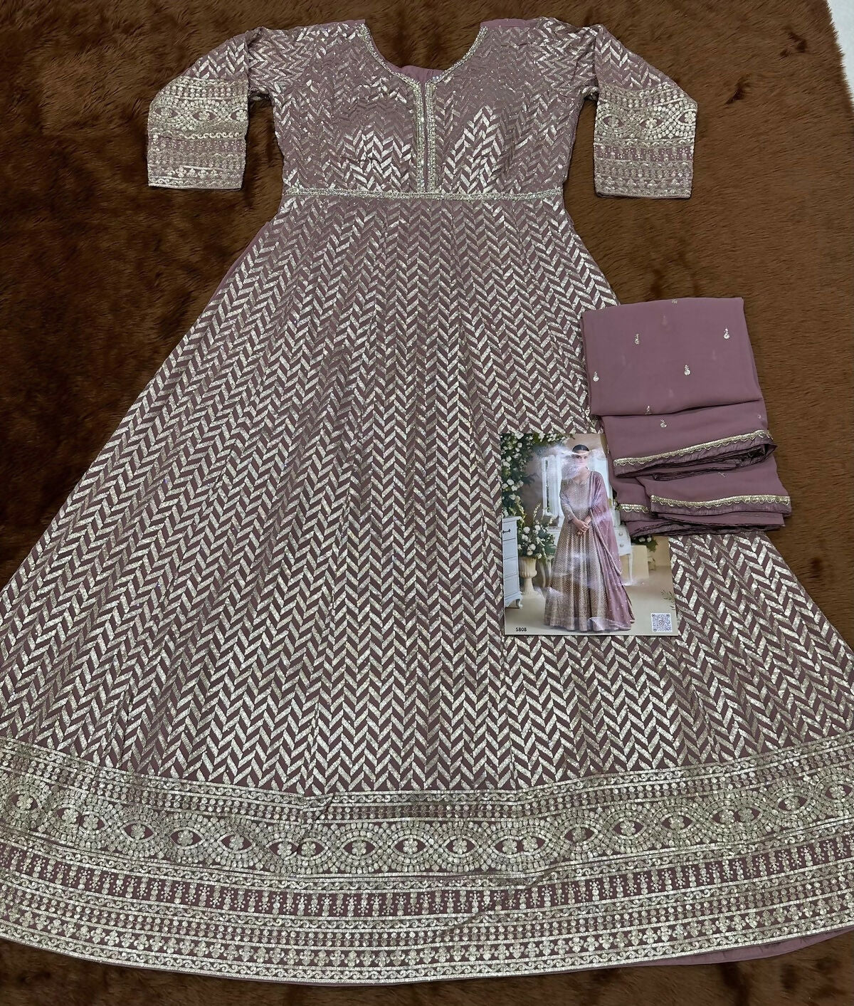 Anaita Purple Real Georgette Readymade Anarkali Gown with Embroidery & Sequence Work - Distacart