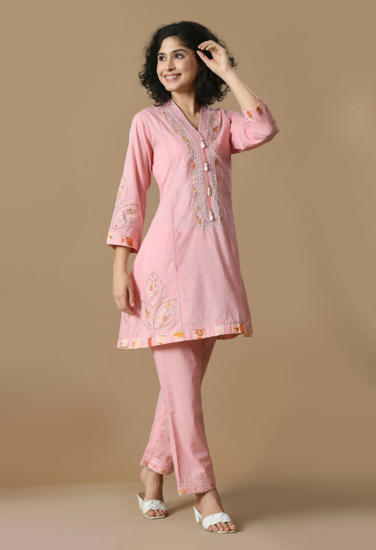 Joban Fashion Pink Cotton Kurta Set