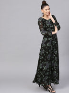Ahalyaa Black Georgette Anarkali Kurta With Dupatta