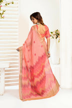 Joban Fashion Peach Ikkat Linen Ready To Wear Saree With Unstitched Blouse - Distacart
