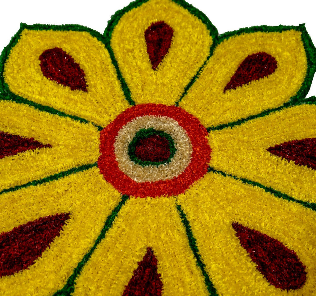 Kundan HandiKrafts Yellow Rangoli Mat - Readymade