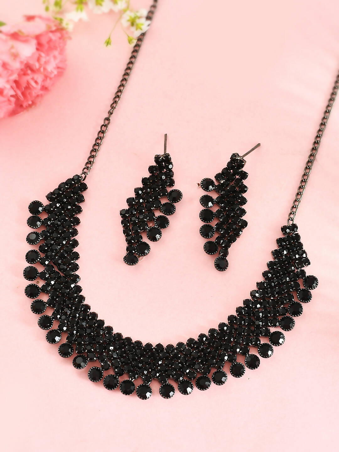 VOJ Women Black Color stainless steel Jewellery Set - Distacart