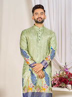 Anaita Green Dola Silk Straight Kurta With Foil Work - Distacart