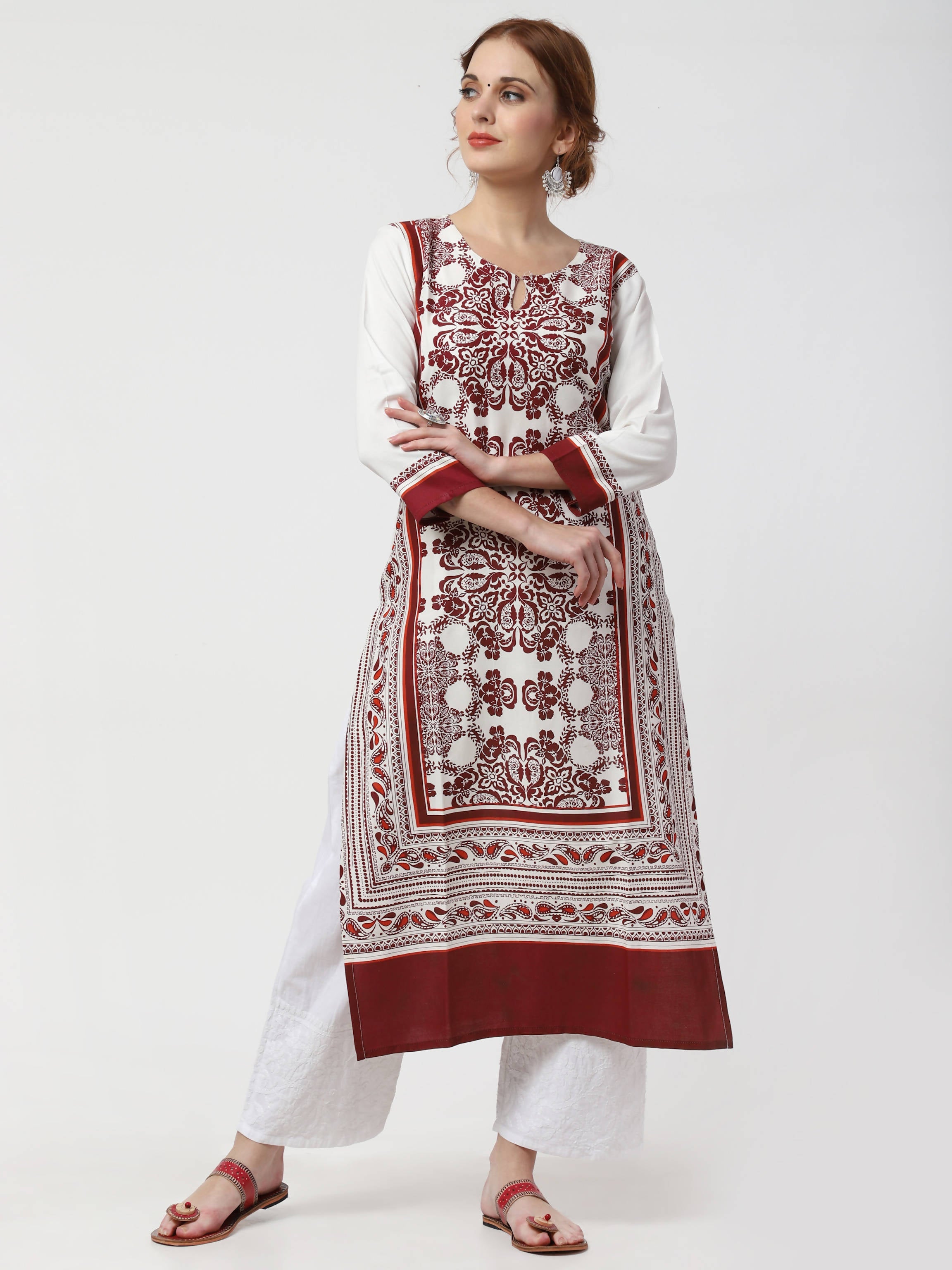 Cheera Kurta With Chikankari Palazzo & Embroidered Dupatta Set (CH092KPD)