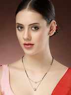 NVR Women's Rose Gold CZ Stone-Studded & Beaded Layered Mangalsutra - Distacart