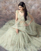 Jyoti Fashion Catching Aqua Green 3MM Sequin with Jari Embroidered Net Lehenga Choli with Dupatta