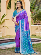 Shree Shyam Fashion Purple Pochampally Silk Saree - Distacart