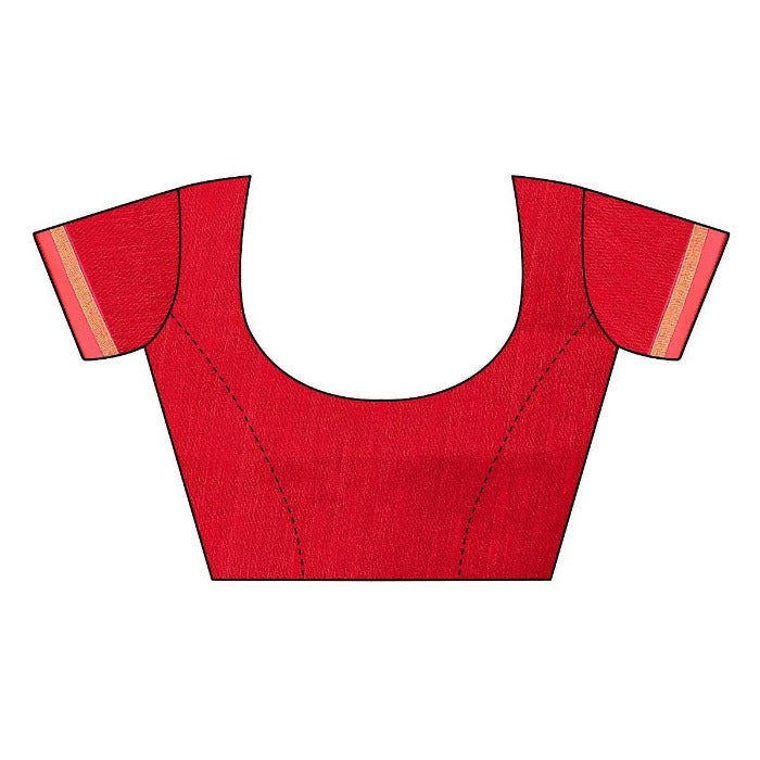 Vamika Chanderi Cotton EmbroideryRed Blouse