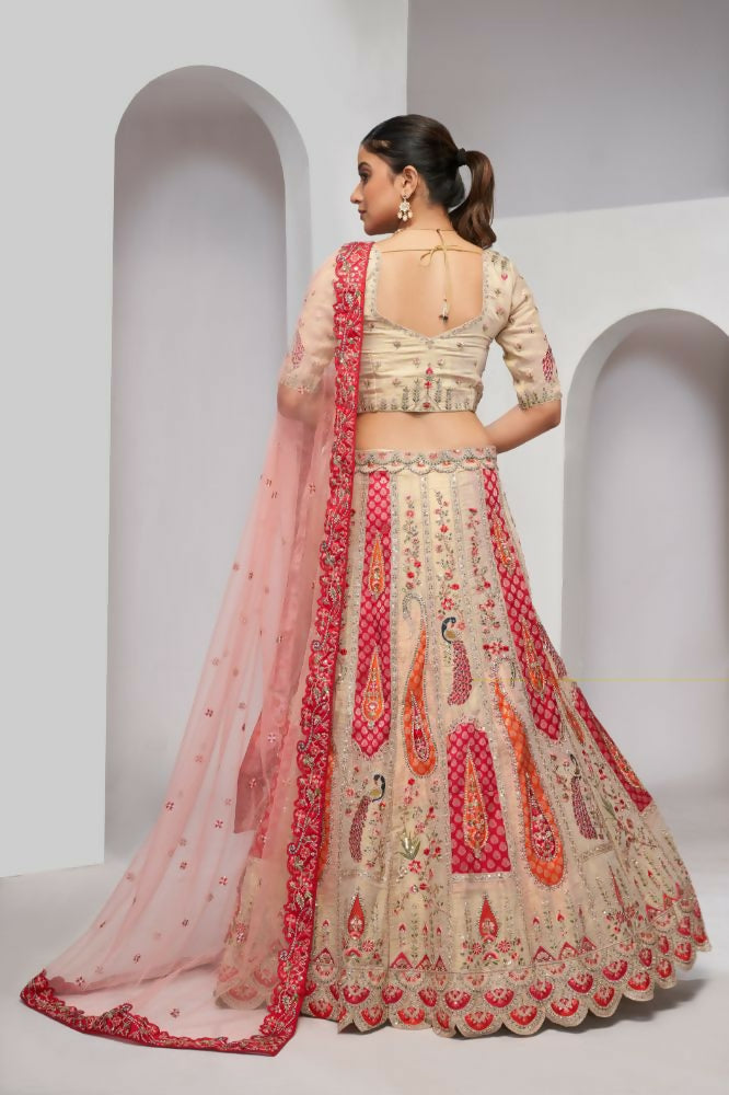 Kesar Fab Chiku Silk Embroidered Lehenga