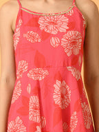 Myshka Women's Pink Fit and Flare Party Dress - Distacart