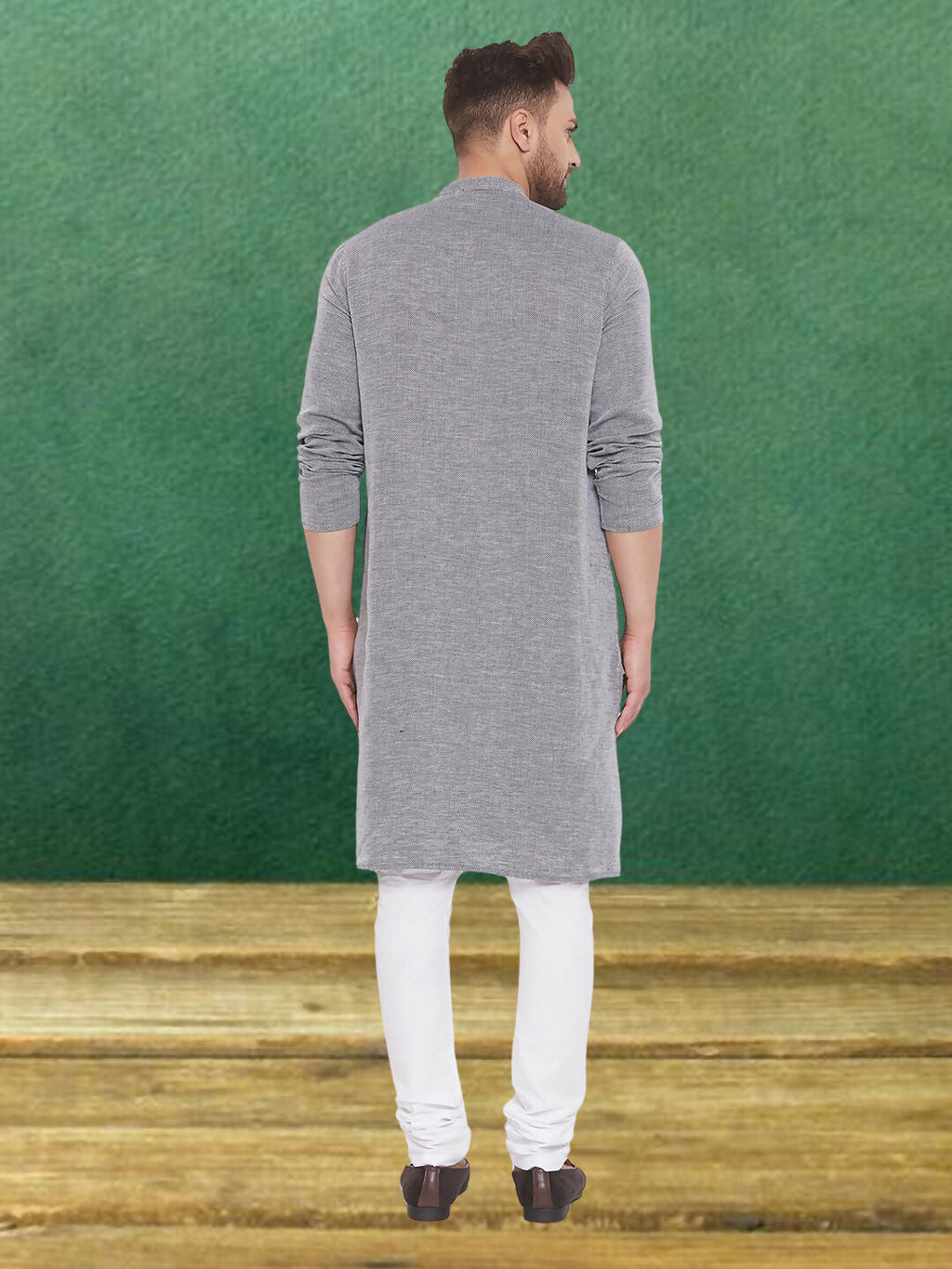 Even Apparels Men's Pure Cotton Grey Kurta