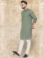 Even Apparels Cotton Linen Green Kurta - Green