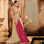 Pink Raw Silk Thread Zari And Sequins Embroidery Semi-Stitched Lehenga Saree - Mohmanthan Dezzy