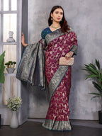 Joban Fashion Banarasi Magenta Woven Soft Silk Saree - Distacart