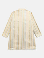 Ahalyaa Cream Crepe Foil Print Kids Kurta Churidar Set For Boys