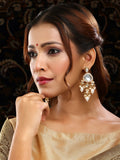 Ruby Raang 22k Gold Polished Kundan Earrings With Pearls - Distacart