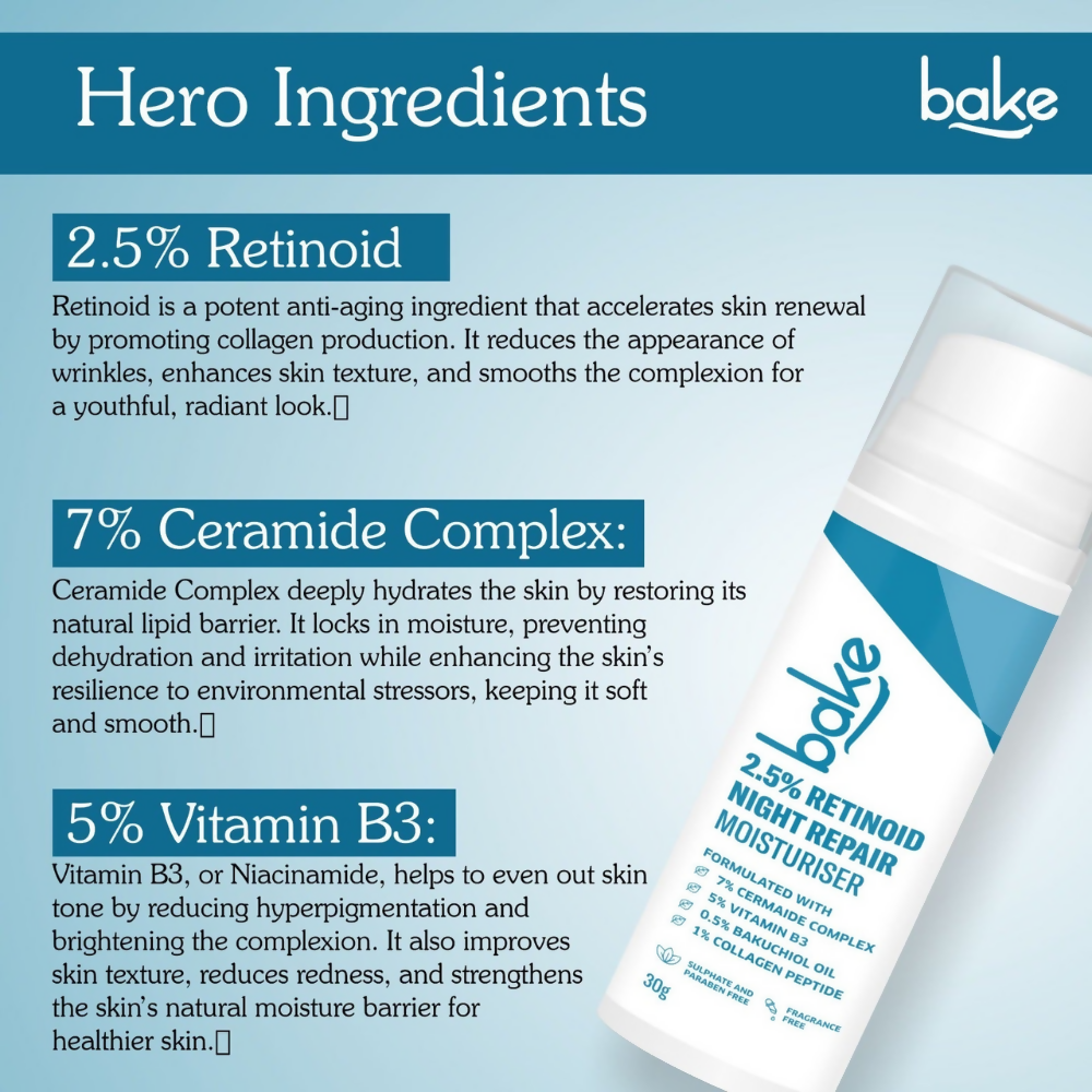Bake 2.5% Retinoid Night Cream Bakuchiol Oil