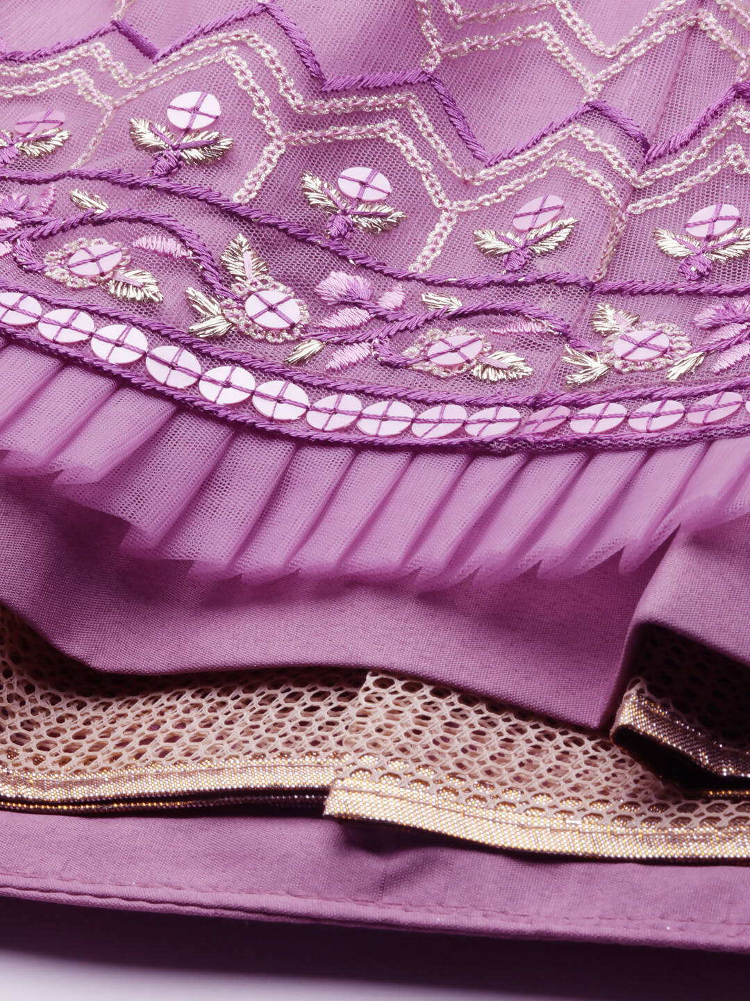 House of Panchhi Rose Gold Net Sequinse Work Lehenga & Blouse, Dupatta